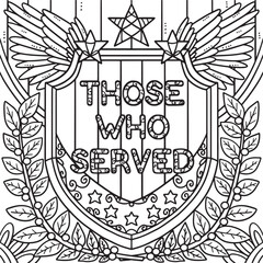 Memorial Day For Those Who Served Medal Coloring  - obrazy, fototapety, plakaty