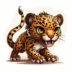 Jaguar Cartoon Illustration. Generative AI