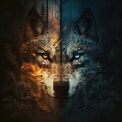 wolf burning bright In the forests of the night - generative ai