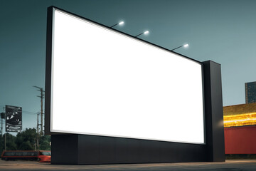 Fototapeta premium A futuristic city with billboards