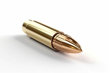 shiny golden bullet isolated on a white background. Generative AI