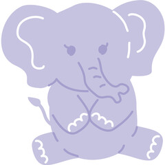 Cute Elephant Sit Front View cartoon