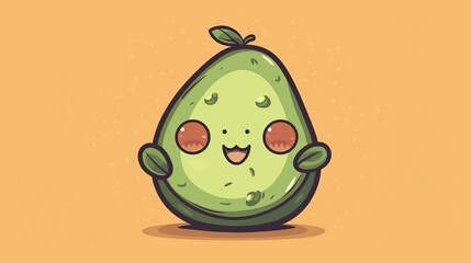 Cute Avocado Kawaii Anime. Generative AI
