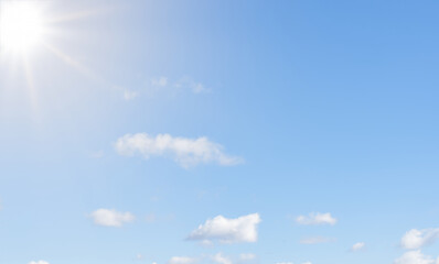 Naklejka na ściany i meble Pastoral landscape with soft clouds on blue sky