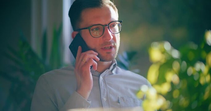 Pensive Thoughtful Businessman Working Portrait