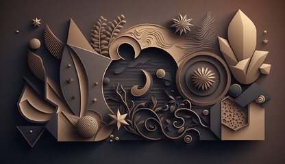 Stylish vector background with textured elements and a rustic feel, 3d rendering. Generative AI