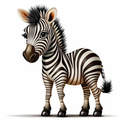 Obraz na płótnie Canvas Zebra cartoon animal Isolated White Background. Generative AI