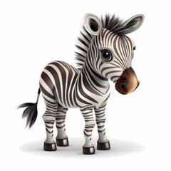 Fototapeta na wymiar Zebra cartoon animal Isolated White Background. Generative AI