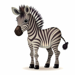 Fototapeta na wymiar Zebra cartoon animal Isolated White Background. Generative AI