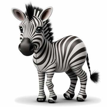 Zebra cartoon animal Isolated White Background. Generative AI
