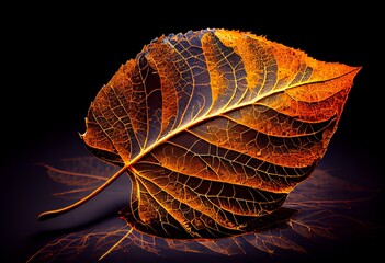 Fall Beauty: Capturing the Intricate Details of a Falling Autumn Leaf. Generative AI