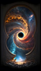  a swirly galaxy with a black hole and stars in the center, generative ai
