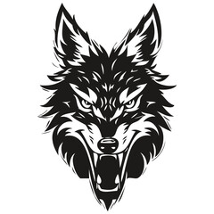 Wolf head mascot logo for esport and sport team, black and white template badges