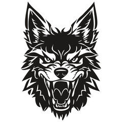 Wolf head mascot logo for esport and sport team, black and white template badges