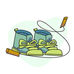 flat illustration of sports shoes and skipping rope