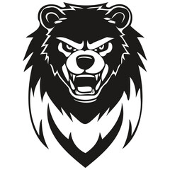 Bear mascot logo for esport and sport team, black and white template badges emblem