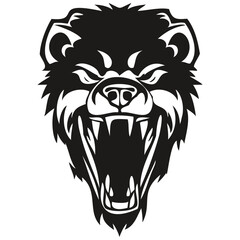 Ferocious Bear head animal mascot logotype, black and white template badges emblem