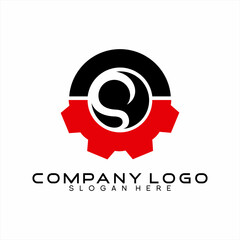 Obraz premium Abstract S letter logo design with gear.