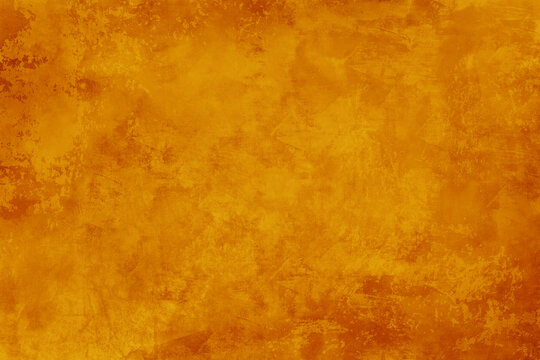 Orange texture background, rust and peeling paint in grunge texture on metal sign, old distressed red orange yellow gold with scratches on rusty vintage layout