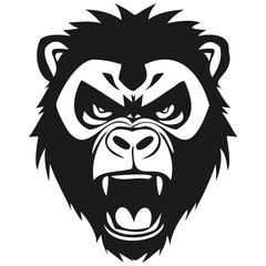 Ferocious Gorilla head mascot logo for esport and sport team, black and white template badges