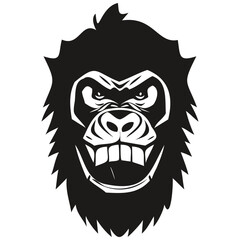 Ferocious Gorilla head animal mascot logotype, black and white template badges emblem