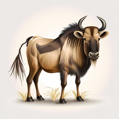 Wildebeest cartoon. Generative AI