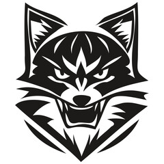 Ferocious Raccoon head mascot logo for esport and sport team, black and white template badges