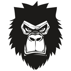 Gorilla head mascot logo for esport and sport team, black and white template badges