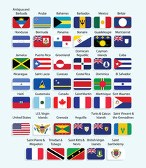 North America all country flags icon illustration
