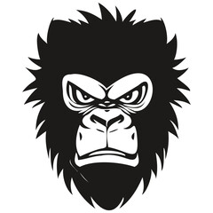 Gorilla mascot logo for esport and sport team, black and white template badges emblem