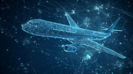 blue digital airplane data made by. Generative ai