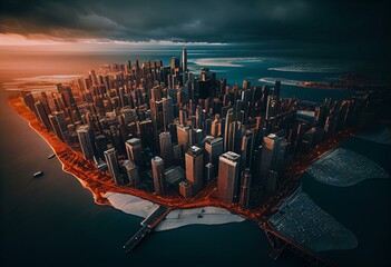 Fototapeta premium Aerial view of Chicago. Generative AI
