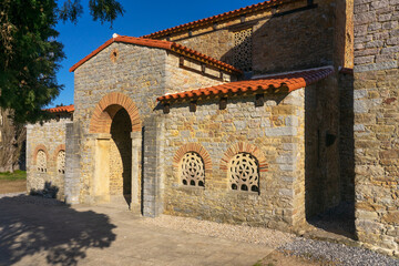 Naklejka premium Santa Maria de Bendones church in Asturias. Prerromanico art style. Spain.