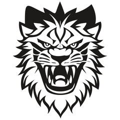 Naklejka na ściany i meble Vector Lion head mascot logo for esport and sport team, black and white illustration
