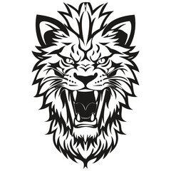 Vector Lion head mascot logo for esport and sport team, black and white illustration