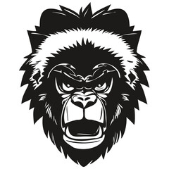 Vector mascot logotype  for sport team, Gorilla head black and white illustration template badges