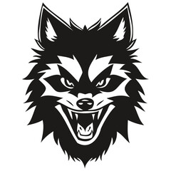 Vector mascot logotype  for sport team, Raccoon head black and white illustration template badges