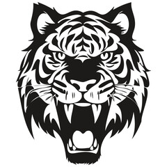 Vector mascot logotype  for sport team, Tiger head black and white illustration template badges