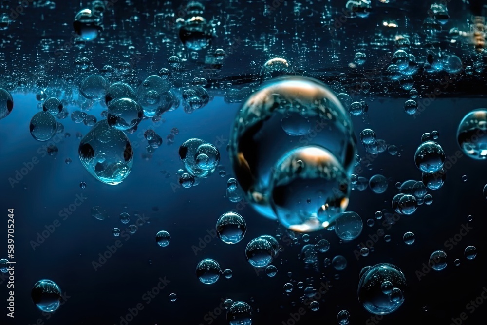 Poster bubbles floating in the water. generative ai