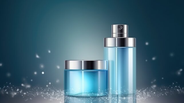 Perfume bottle and cream jar, Generative AI