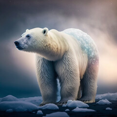 Plakat Polar bear in an artic winter scene. Created using ai generative. 
