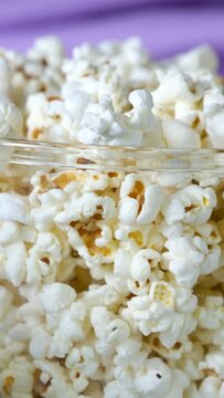 Movie Theater Popcorn Falling Isolated On Transparent Background. High quality FullHD footage