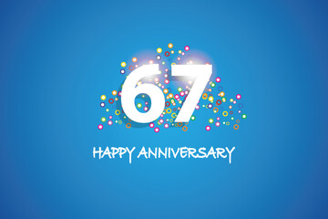 Naklejka premium 67th anniversary on blue background.