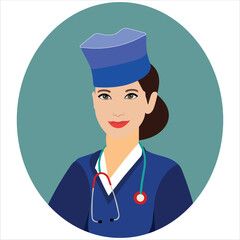 beautiful Friendly lady nurse with stethoscope-vector Artwork