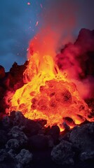 Eruptive Embrace - The Intimate Dance of Lava and Volcano. Gen AI