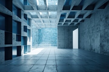 an empty concrete room with no furniture or decorations. Generative AI