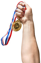 Naklejka na ściany i meble Medal winning victory success achievement gold winner