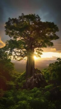 sunset in the forest