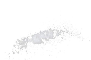 Photo image of falling down snow, heavy big small size snows. Freeze shot on black background isolated overlay. Fluffy White snowflakes splash cloud in mid air. Real Snow high speed shutter