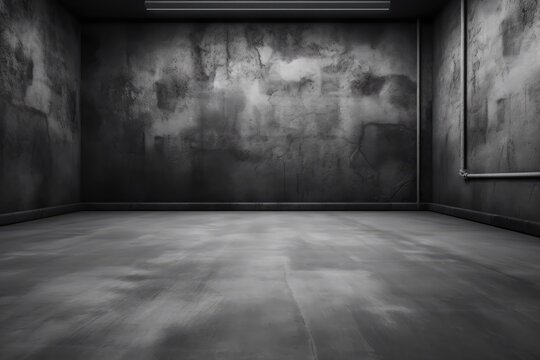 dimly lit room in black and white. Generative AI